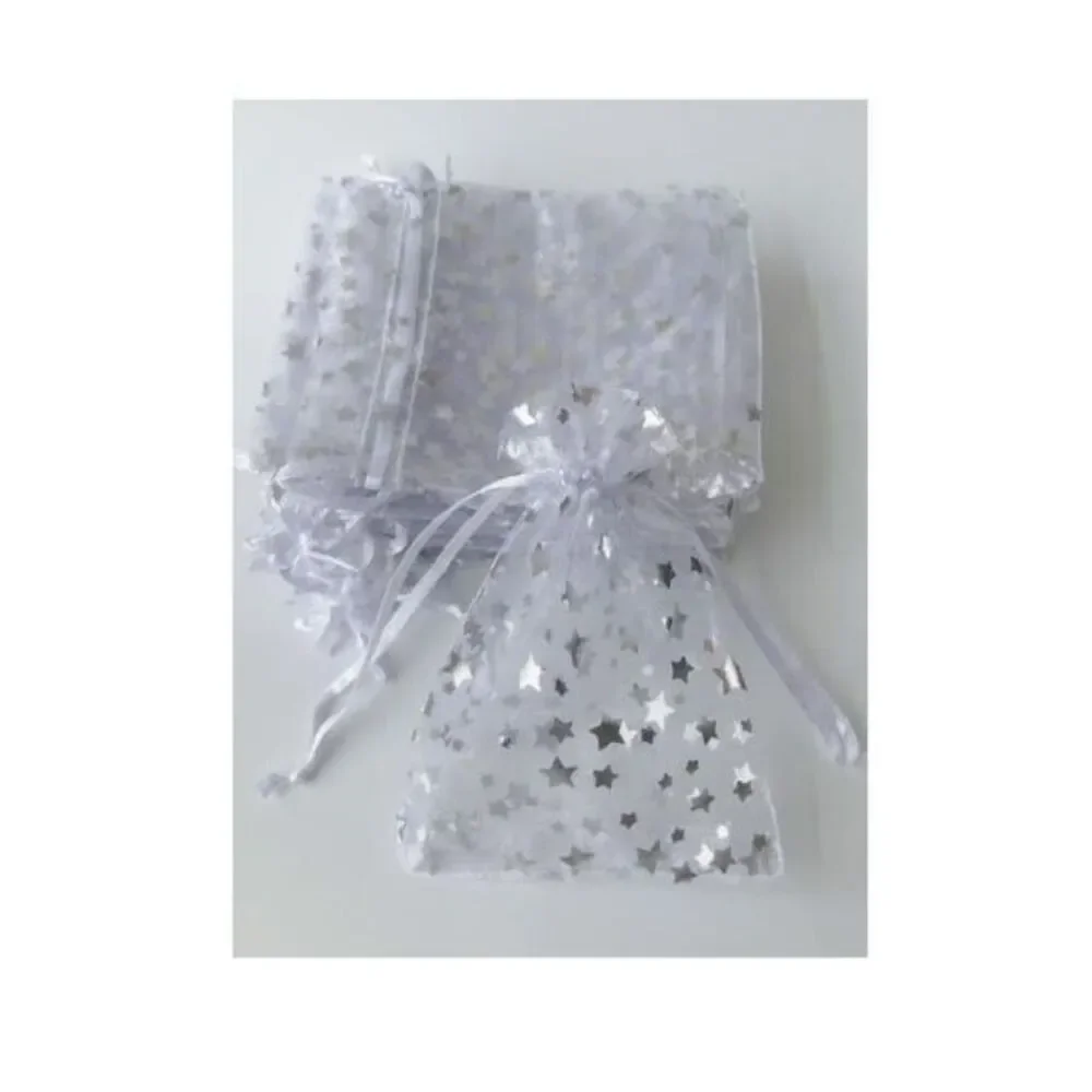 100PCS Organza Gift Bag Modern Star Pattern Drawstring Design Party Packing Bag